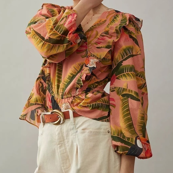 Anthropologie Farm Rio Yasmine ruffled blouse S - Picture 1 of 9